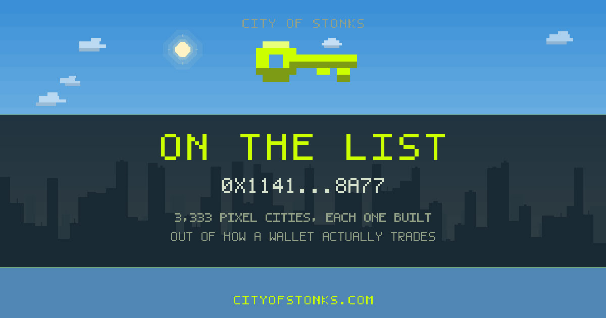 0x1141…8A77 is on the City of Stonks list