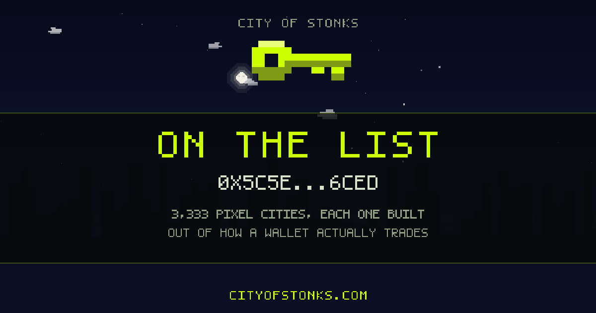 0x5c5e…6Ced is on the City of Stonks list