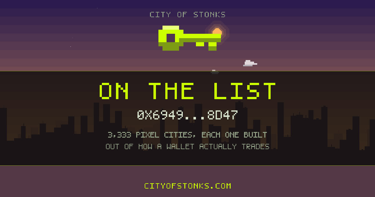 0x6949…8d47 is on the City of Stonks list