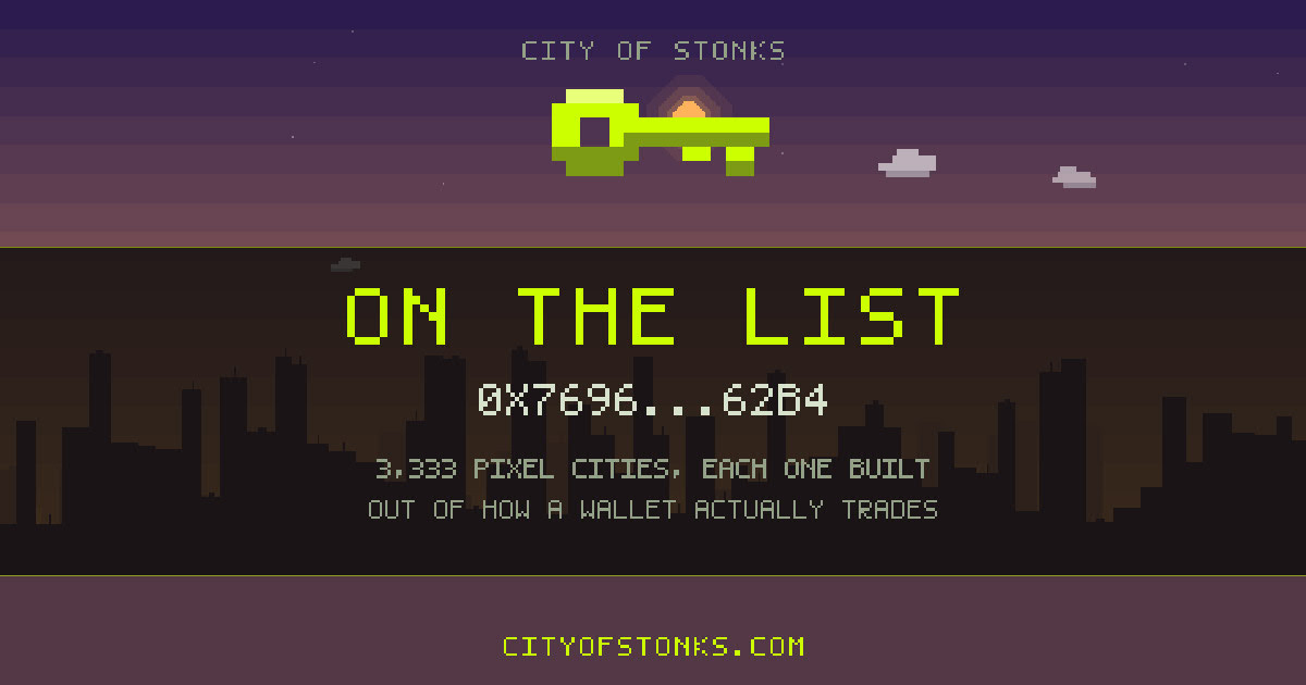 0x7696…62B4 is on the City of Stonks list