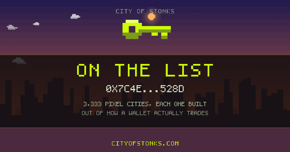 0x7C4e…528D is on the City of Stonks list