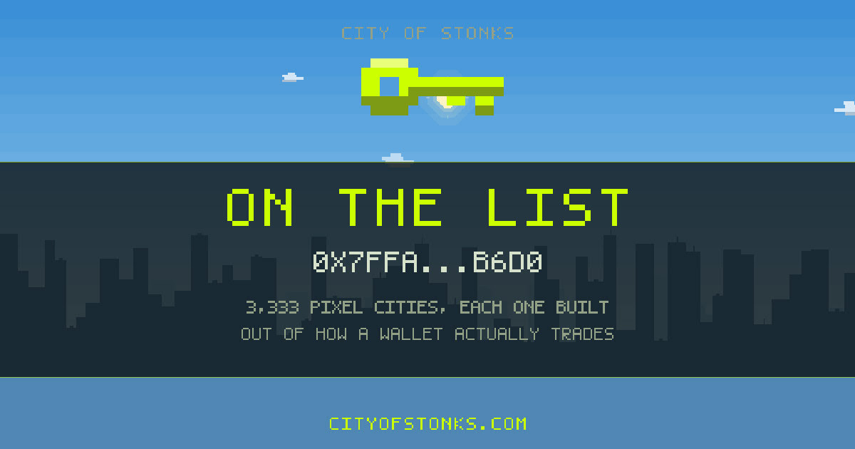 0x7fFA…B6D0 is on the City of Stonks list
