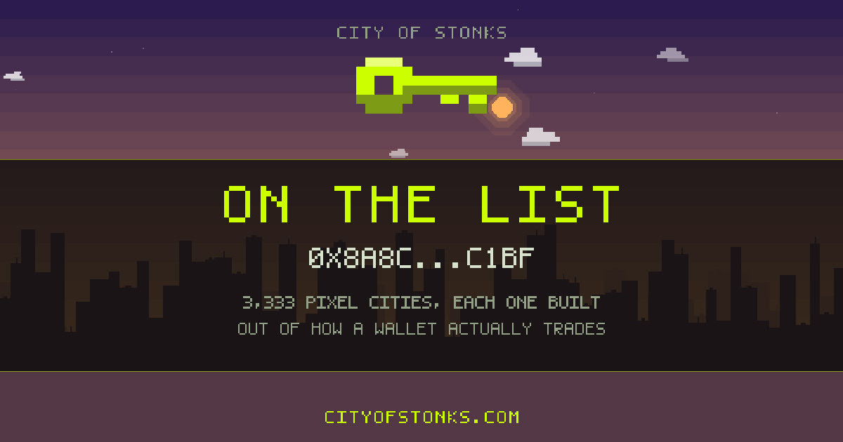 0x8A8C…c1BF is on the City of Stonks list