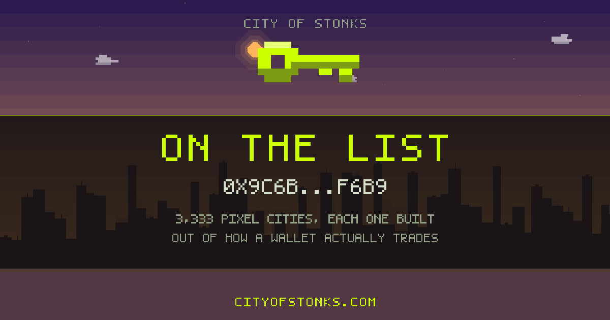 0x9c6b…f6b9 is on the City of Stonks list