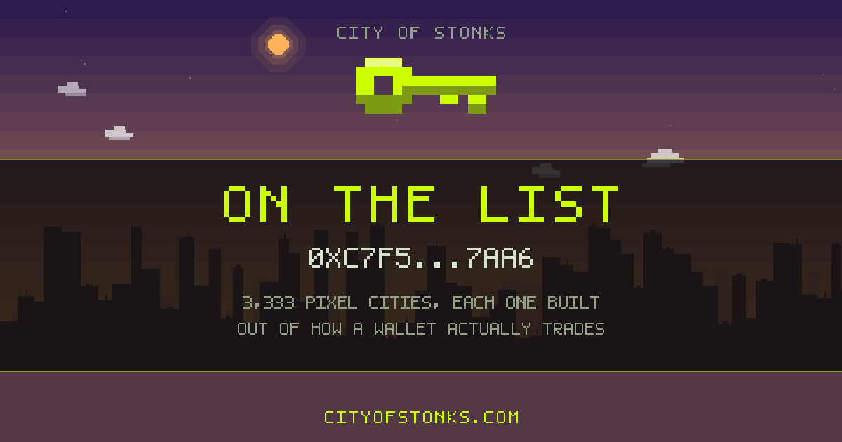 0xc7f5…7aa6 is on the City of Stonks list
